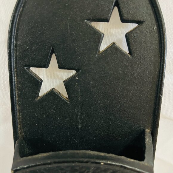 Vintage Black Cast Iron Fireplace Hearth Match Holder Cut Out Stars wall mount - Picture 12 of 16